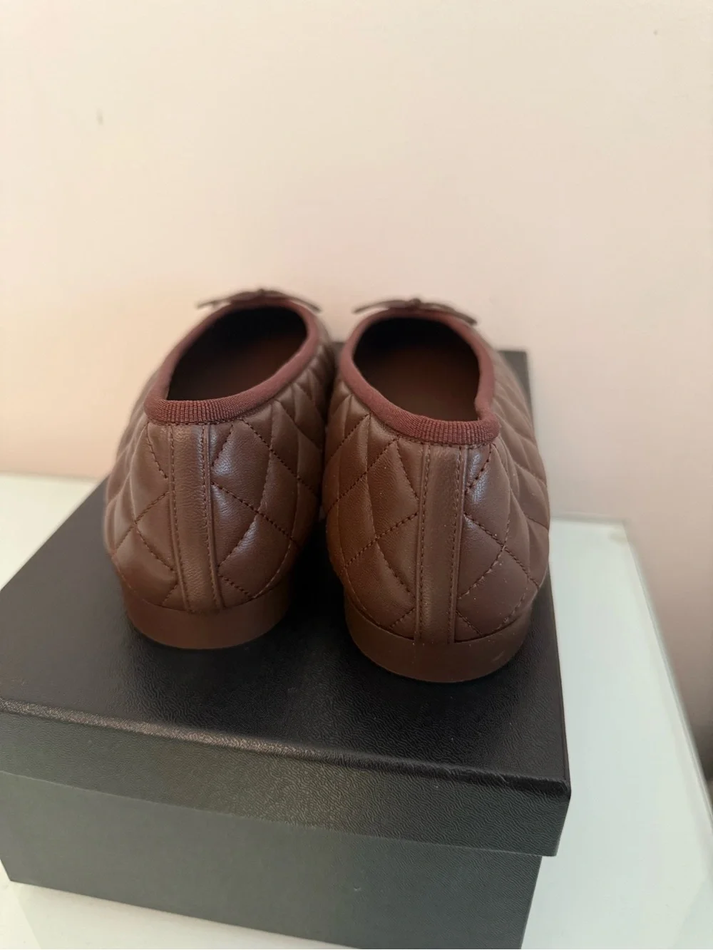CHANEL Chocolate Brown Quilted Leather Ballet Flats